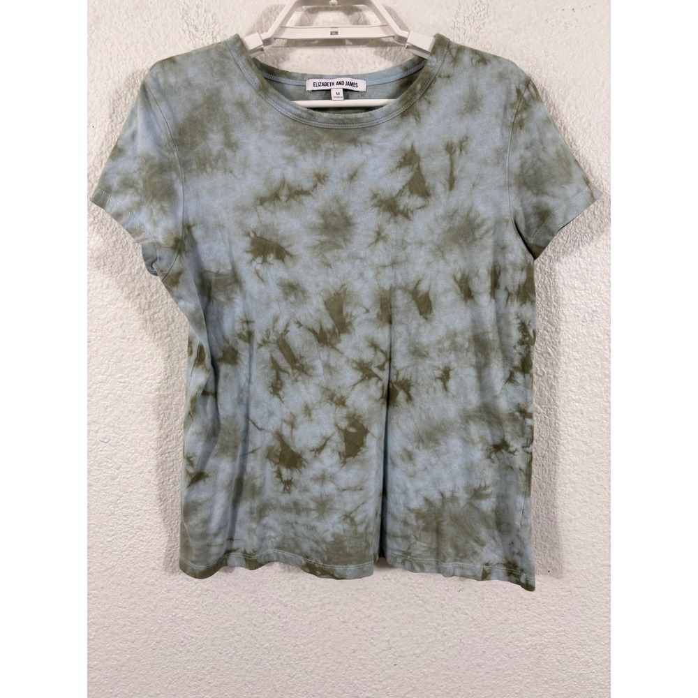ELIZABETH AND JAMES Tie‎ Dye T Shirt Blue Green Organic Cotton Crew Neck Medium